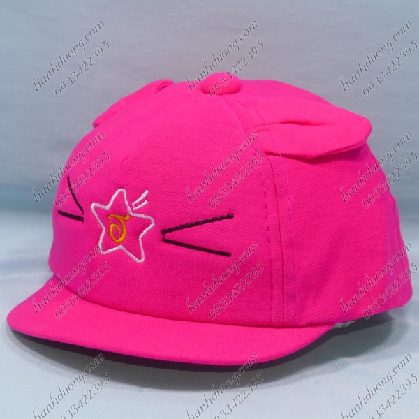 Nón kết trẻ em từ 1-2 tuổi vòng đầu 45-48cm vải nỉ mềm mại hình mèo có ngôi sao có tai