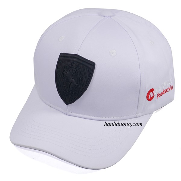 Nón kết nam đẹp logo nhựa mềm ngựa đen, khóa gài Ferrari