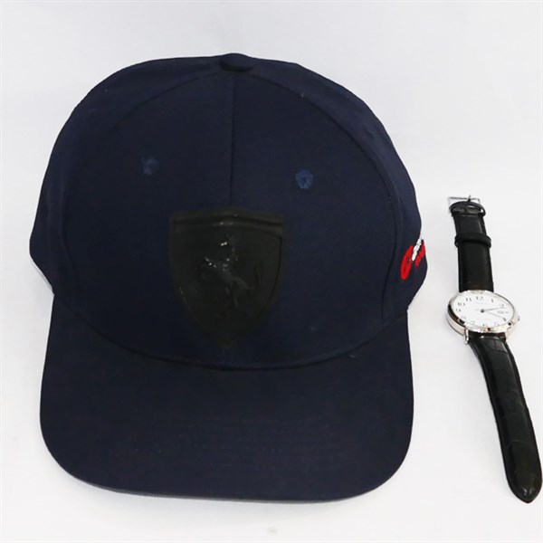 Nón kết nam đẹp logo nhựa mềm ngựa đen, khóa gài Ferrari