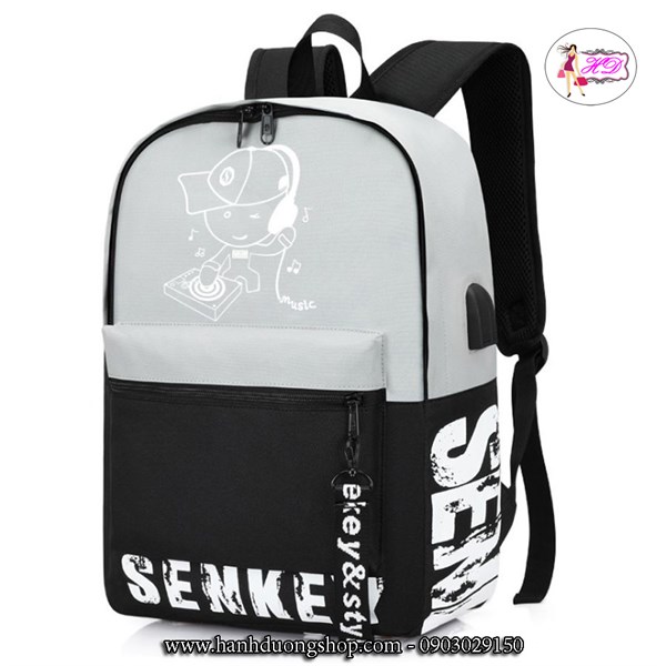 Balo laptop kèm sạc dự phòng, tai nghe Senkey HQC304-2