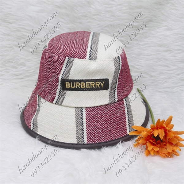 Nón bucket vành nhỏ nón bo vành nhỏ vải bố lụa cao cấp viền da thêu chữ Burberry có tem MLB đẳng cấp phù hợp cả nam và nữ