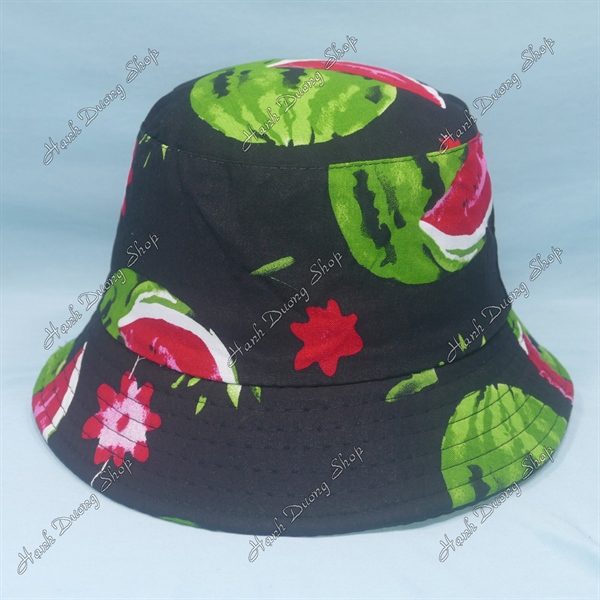 Nón bucket tai bèo mũ đi biển dưa hấu to màu đỏ