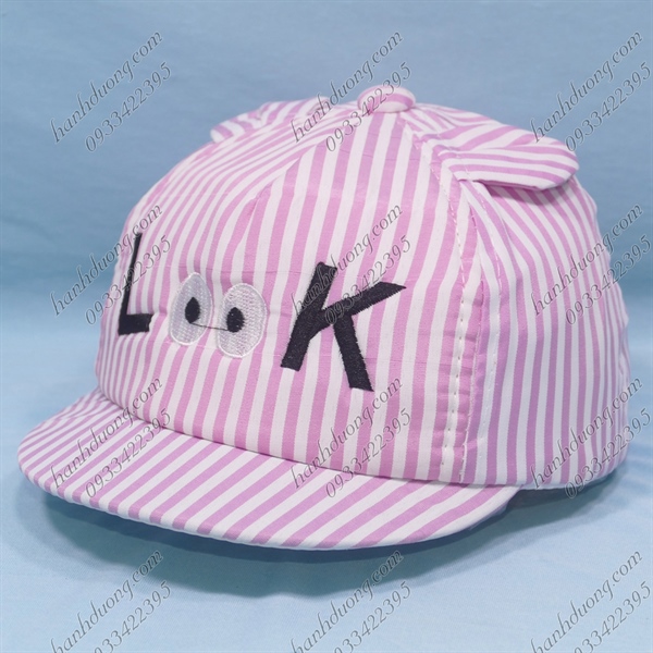 Nón kết trẻ em từ 1-2 tuổi vòng đầu 45-48cm thêu chữ Look có tai