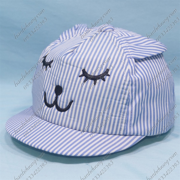 Nón kết trẻ em từ 1-2 tuổi vòng đầu 45-48cm thêu con mèo chớt mắt có 2 tai