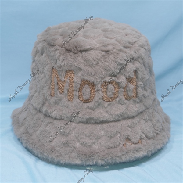 Nón tai bèo vành nhỏ 6cm nón bucket hàng quảng châu lông thỏ cao cấp thêu chữ Mood phía trong có dây rút và quai