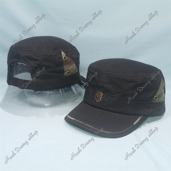 Nón lính mũ lưỡi trai đầu bằng có khóa tăng giảm size thêu chữ USA có cánh đại bàng 2 ngôi sao (USA Viền)