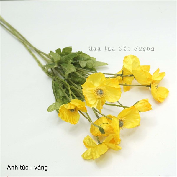 Anh túc - Vàng - Hoa cành dài - Hoa Lụa Vân Vượng