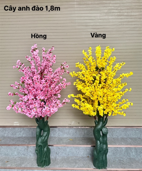 Cây anh đào 1,8m - Vàng - Cây - Hoa Lụa Vân Vượng