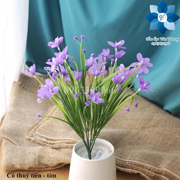 Cỏ thủy tiên - tím - Hoa cành ngắn - Hoa Lụa Vân Vượng