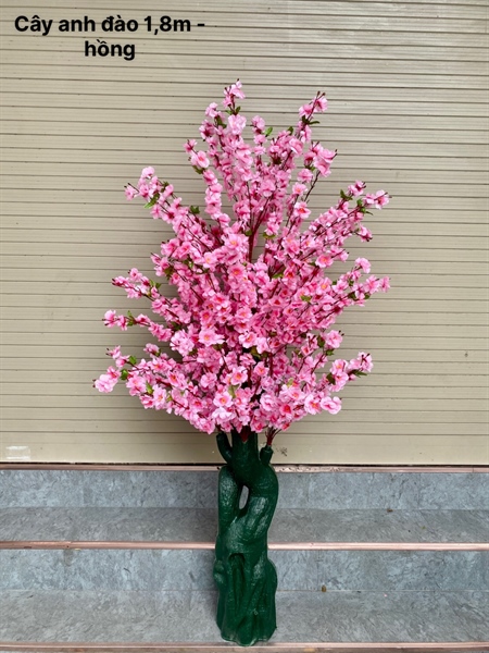 Cây anh đào 1,8m - Phấn - Cây - Hoa Lụa Vân Vượng