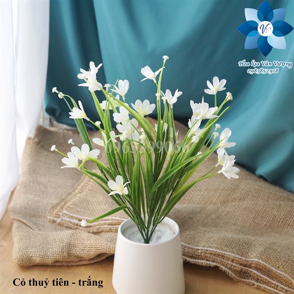 Cỏ thủy tiên - trắng - Hoa cành ngắn - Hoa Lụa Vân Vượng