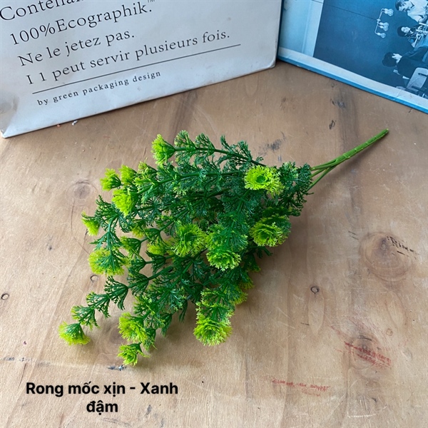 Rong mốc xịn - Xanh đậm - Lá cành ngắn - Hoa Lụa Vân Vượng