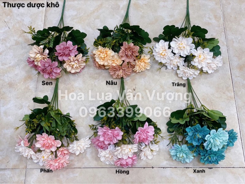 Thược dược khô - Hoa cành ngắn - Hoa Lụa Vân Vượng