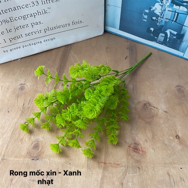 Rong mốc xịn - Xanh nhạt - Lá cành ngắn - Hoa Lụa Vân Vượng