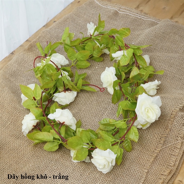 Dây hồng khô - trắng - Dây lá và dây hoa - Hoa Lụa Vân Vượng