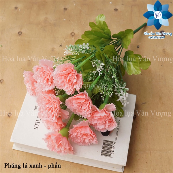 Phăng lá xanh - phấn - Hoa cành ngắn - Hoa Lụa Vân Vượng