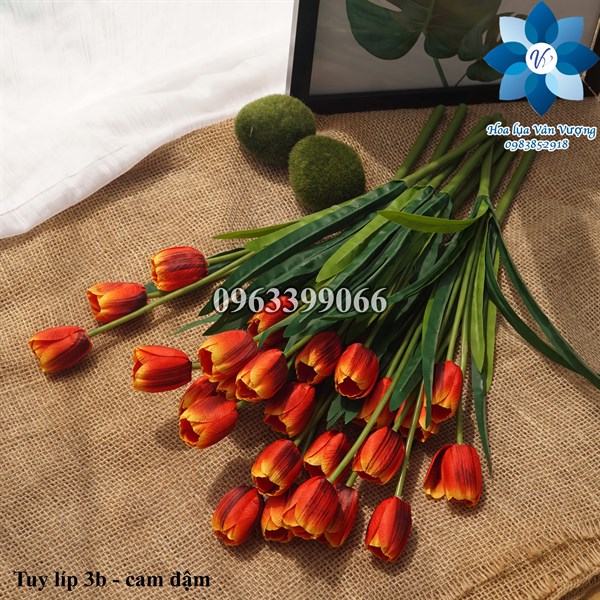 Tuy líp 3b - cam đậm - Hoa cành dài - Hoa Lụa Vân Vượng