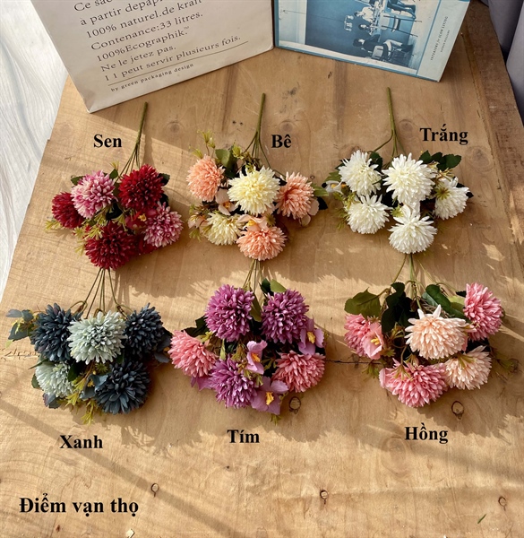 Điểm vạn thọ - Hoa cành ngắn - Hoa Lụa Vân Vượng