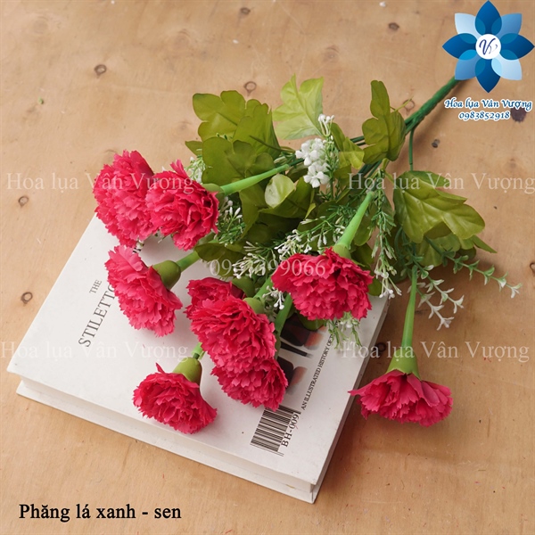Phăng lá xanh - sen - Hoa cành ngắn - Hoa Lụa Vân Vượng