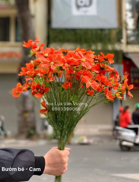 Bướm Bé - cam - Hoa cành dài - Hoa Lụa Vân Vượng