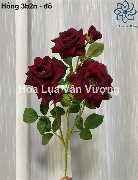 Hồng nhung 3b2n - Hoa cành dài - Hoa Lụa Vân Vượng