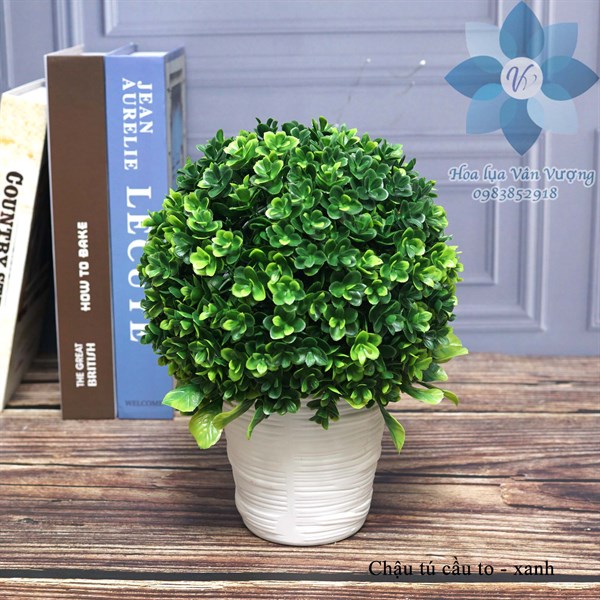 Chậu tú cầu to - xanh - Chậu để bàn - Hoa Lụa Vân Vượng