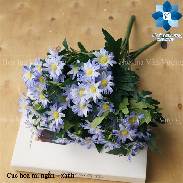 Cúc họa mi ngắn - Xanh - Hoa cành ngắn - Hoa Lụa Vân Vượng