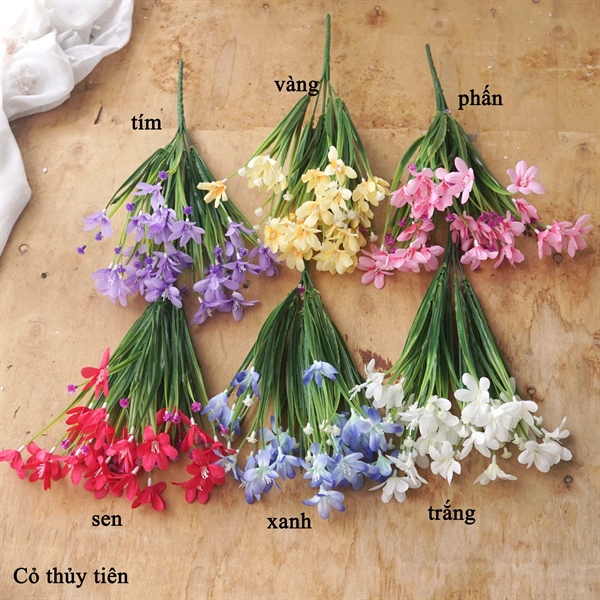 Cỏ thủy tiên - sen - Hoa cành ngắn - Hoa Lụa Vân Vượng