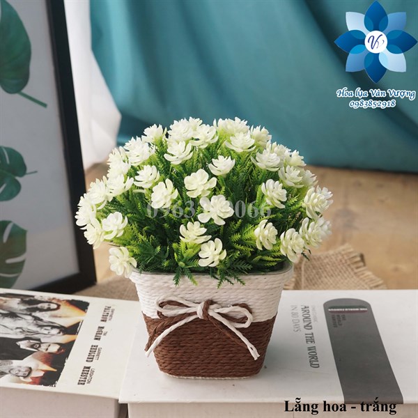 Lẵng hoa - Chậu để bàn - Hoa Lụa Vân Vượng