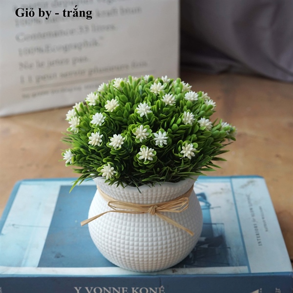 Giỏ by - Chậu để bàn - Hoa Lụa Vân Vượng