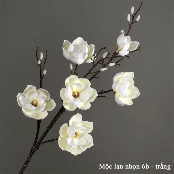 Mộc lan nhọn 6b - trắng - Hoa cành dài - Hoa Lụa Vân Vượng