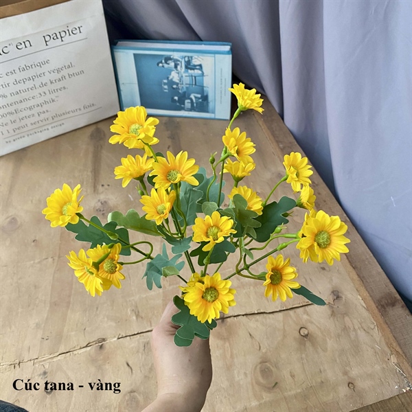 Cúc tana - Vàng - Hoa cành ngắn - Hoa Lụa Vân Vượng
