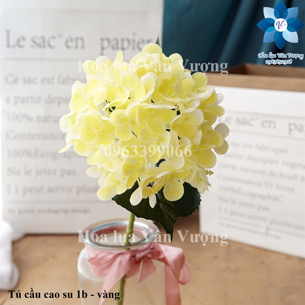 Tú cầu cao su 1b - Vàng - Hoa cành dài - Hoa Lụa Vân Vượng