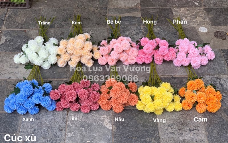 Cúc xù - Hoa cành ngắn - Hoa Lụa Vân Vượng