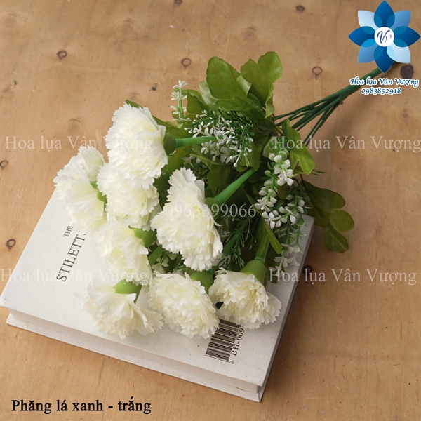 Phăng lá xanh - trắng - Hoa cành ngắn - Hoa Lụa Vân Vượng