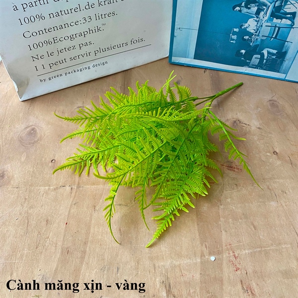 Cành măng xịn - Vàng - Lá cành ngắn - Hoa Lụa Vân Vượng