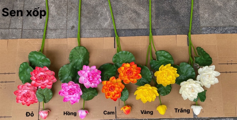 Sen xốp - trắng - Sen - Hoa Lụa Vân Vượng