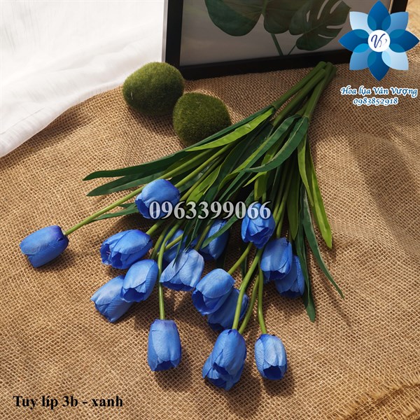 Tuy líp 3b - xanh - Hoa cành dài - Hoa Lụa Vân Vượng
