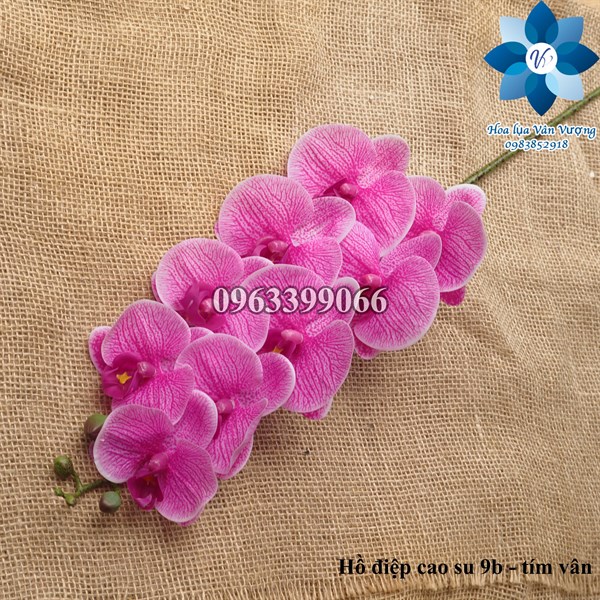 Hồ điệp cao su 9b - tím vân - Hồ điệp, lan - Hoa Lụa Vân Vượng