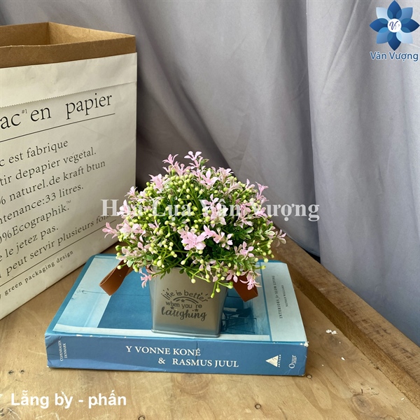 Lẵng By - Phấn - Chậu để bàn - Hoa Lụa Vân Vượng