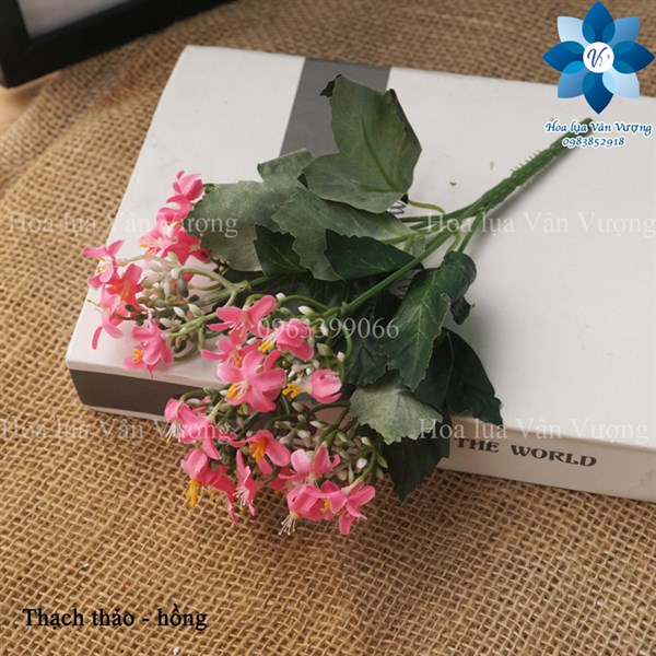 Thạch thảo - hồng - Hoa cành ngắn - Hoa Lụa Vân Vượng