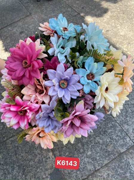 K6143 BỤI BÔNG CÚC THƯỢC DƯỢC LÁ DỨA 7N