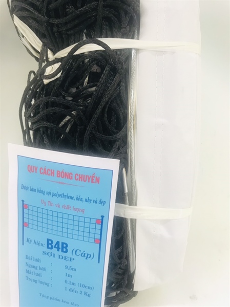 Lưới bóng chuyền cáp T&T B4B sợi dẹp đen, 06L