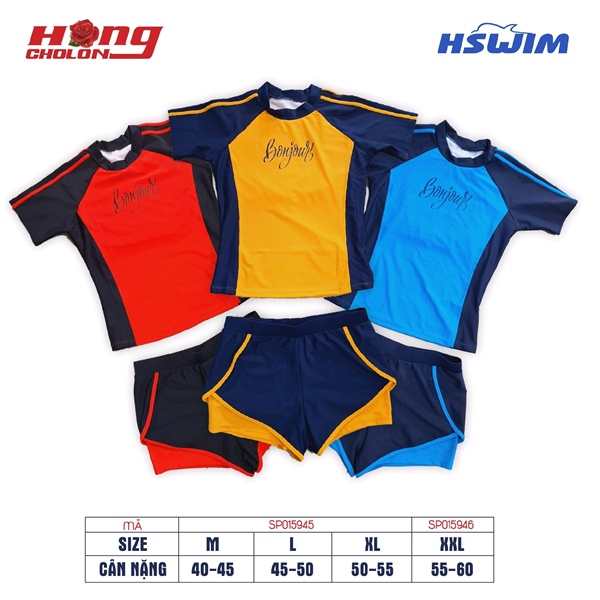 Đồ bơi nữ rời Short xéo tay con 2XL BONJOUR, 30B177 TEEN