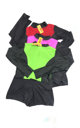 Đồ bơi nữ liền short tay dài cổ lọ M=>XL, 28B2324