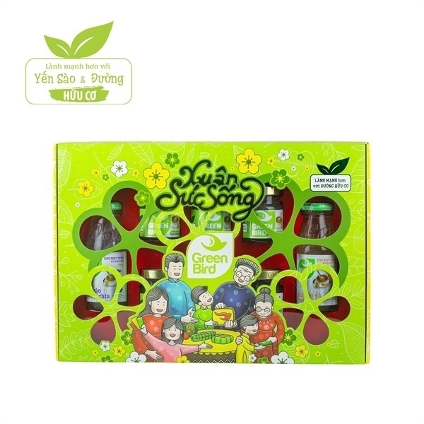 YẾN CHƯNG ĐƯỜNG HỮU CƠ GREEN BIRD HỘP QUÀ XUÂN SỨC SỐNG X6 HŨ + X2 CHAI