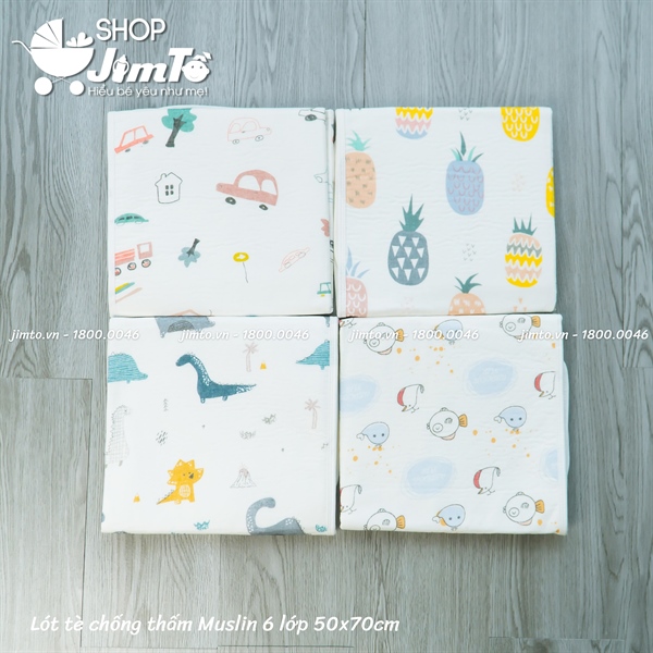 Lót tè chống thấm Muslin 6 lớp 50x70cm (N)