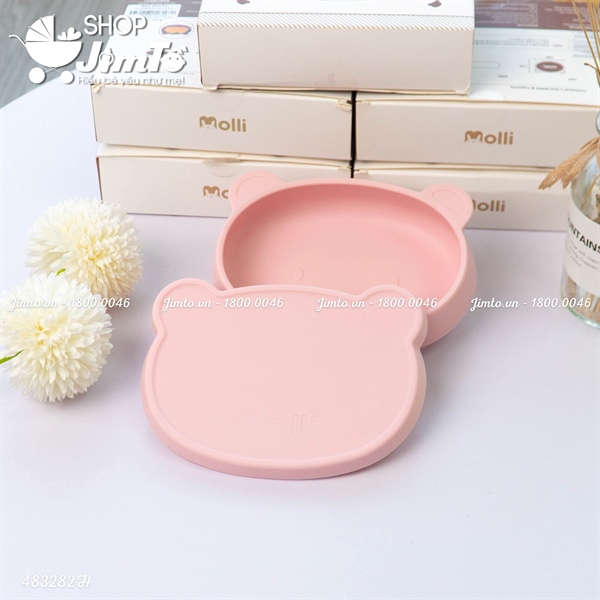 Bát ăn dặm kèm nắp Molli Silicone hồng