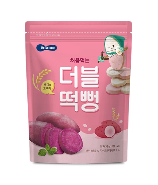 Bánh gạo Bebecook 2 màu vị gạo trắng và khoai lang 30g (6M+) (M)