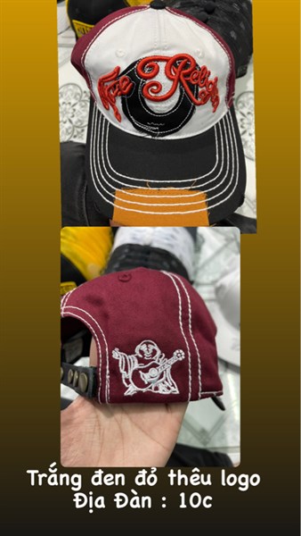 Nón HHN- Trắng đỏ thêu logo TRUE